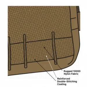 Textured close-up of the rugged, water-resistant 1000D nylon material used in the construction of the durable admin pouch.