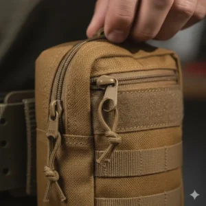 Close-up texture shot highlighting the heavy-duty Cordura fabric and reinforced stitching of a quality gp pouch for durability.