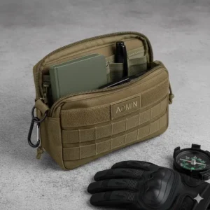 Product image of the small admin pouch displayed in a popular Coyote Brown color option.