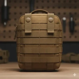 The back of the gp pouch clearly displaying the full MOLLE/PALS webbing for secure and modular attachment to compatible carriers.