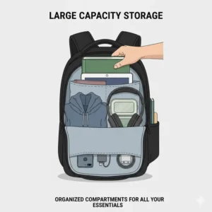 Large storage capacity and compartments of a backpack 18 inch.