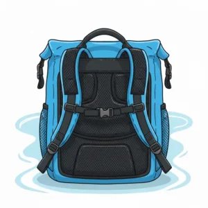 Detail shot highlighting the padded shoulder straps of the waterproof beach backpack for ergonomic comfort.