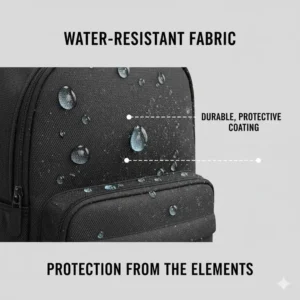 Water resistant fabric material on a high quality backpack 18 inch.