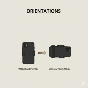 The mount shown in landscape orientation, illustrating the ability to rotate the phone holder for plate carrier 90 degrees while attached.