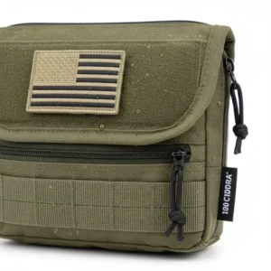 Close-up of the front Velcro loop panel on the admin pouch, often used for attaching identification patches or morale patches.