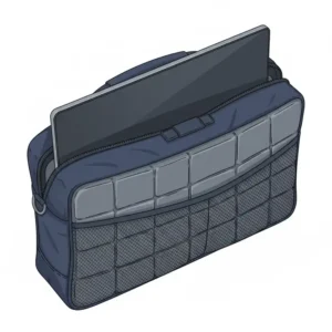 Interior view of the protective padded compartment inside a durable laptop 18 bag.