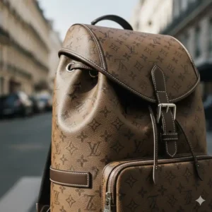 High-fashion designer monogram style showcasing the best mens luxury backpacks for fashion enthusiasts.