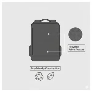 Illustration of eco-friendly recycled textures used to make a minimalist backpack.