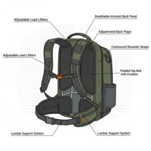The ergonomic back support and padded strap system of the best waterproof fishing backpack for comfort.