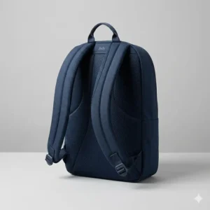 Side-view illustration of the july carry all backpack highlighting the breathable padded back panel and adjustable ergonomic shoulder straps.
