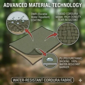 Detailed view of the water-resistant Cordura fabric used in a concealed carry chest bag.