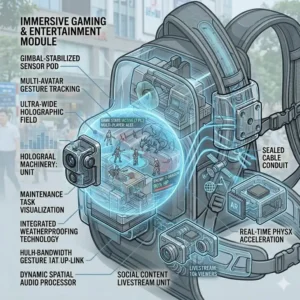 A user engaged in a mobile immersive gaming session powered by a high-performance ar backpack.