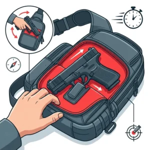 Illustration 1: Diagram showing the rapid-draw compartment specifically designed into concealed carry sling bags for men.