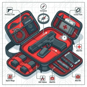 Illustration 2: Detailed view of the internal organization and holster area within concealed carry sling bags for men.