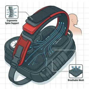 Illustration 3: Close-up of the breathable mesh and ergonomic padding on professional concealed carry sling bags for men.