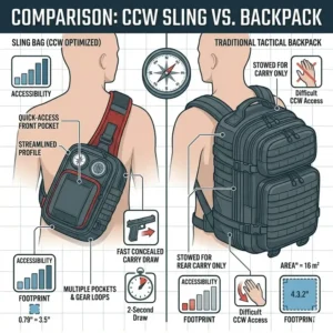 Illustration 4: Comparison chart showing the benefits of using concealed carry sling bags for men versus traditional heavy backpacks.