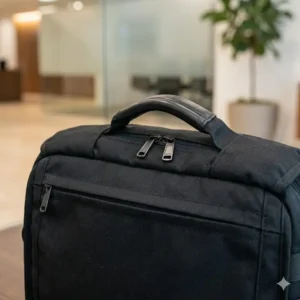 A professional office setting showcasing the discreet and sleek design of a ccw messenger bag.