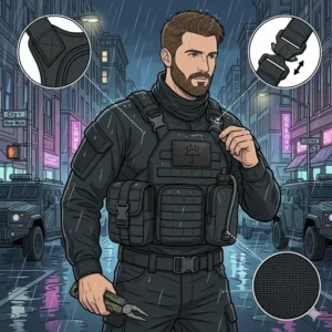 A durable tactical style holster man bag made from heavy-duty black nylon.