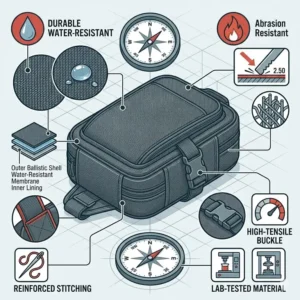Illustration 5: Technical breakdown of the durable, water-resistant fabrics used in premium concealed carry sling bags for men.