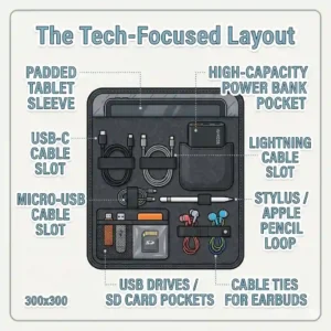 A detailed sizing guide showing how to measure your bag to find the perfect fit for a backpack organizer.