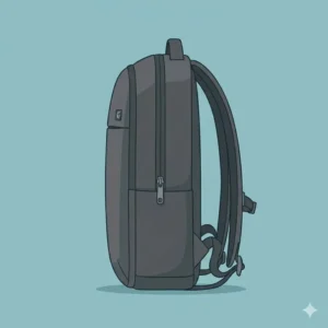 Side profile view highlighting the slim design of a minimal laptop backpack.