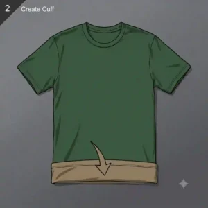 Flipping the bottom few inches of a shirt inside out to create the anchor cuff for a rucksack roll.